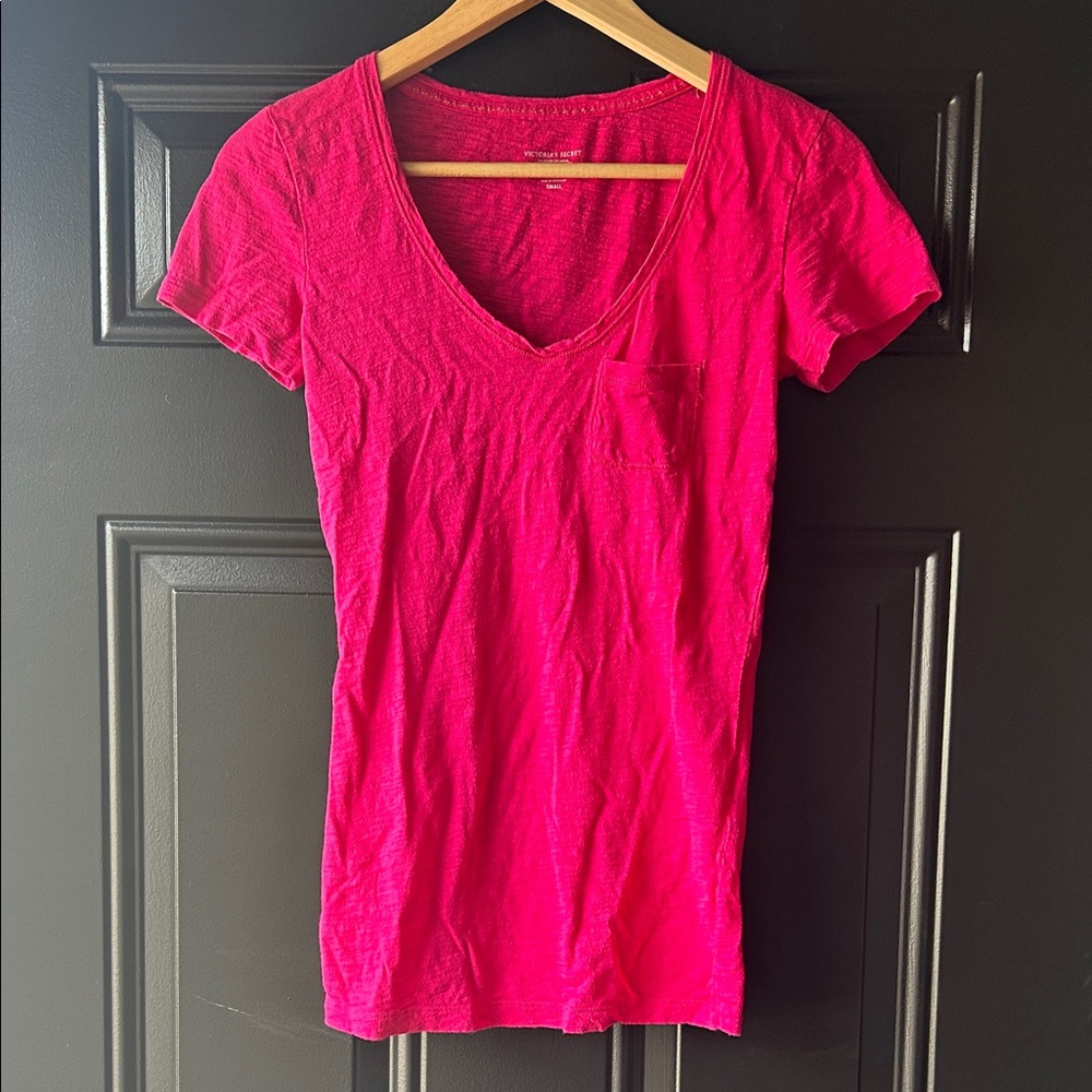 Victoria's Secret Hot Pink V-Neck Tee